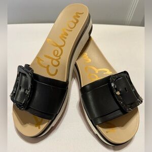 Sam Edelman Ariane Black Leather Slide Sandal